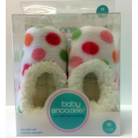 Chaussons Baby snoozies - BLANC Ronds - taille M out of the blue