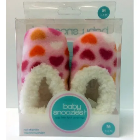 Chaussons Baby snoozies - ROSE CLAIR Coeurs - taille M out of the blue