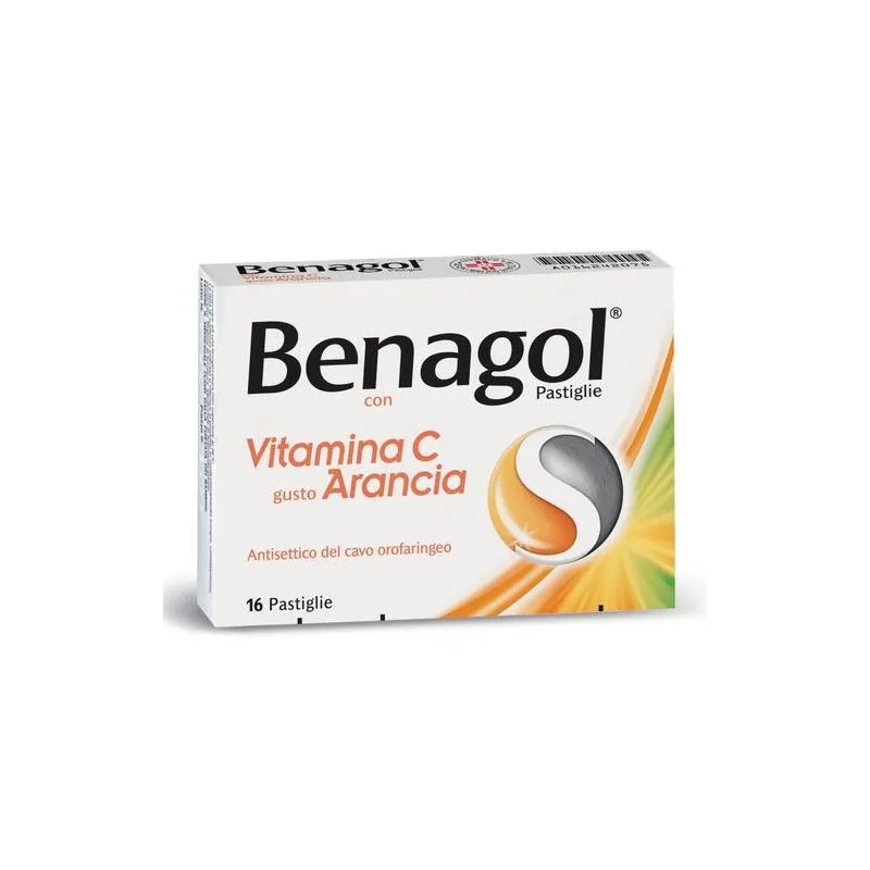 Benagol Alcool dichlorobenzylique Vitamine C Gorge 16 Comprimés Orange