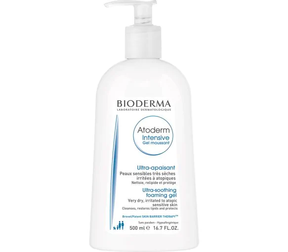 Atoderm intensive gel moussant nettoyant surgras Bioderma - flacon-pompe de 500 ml