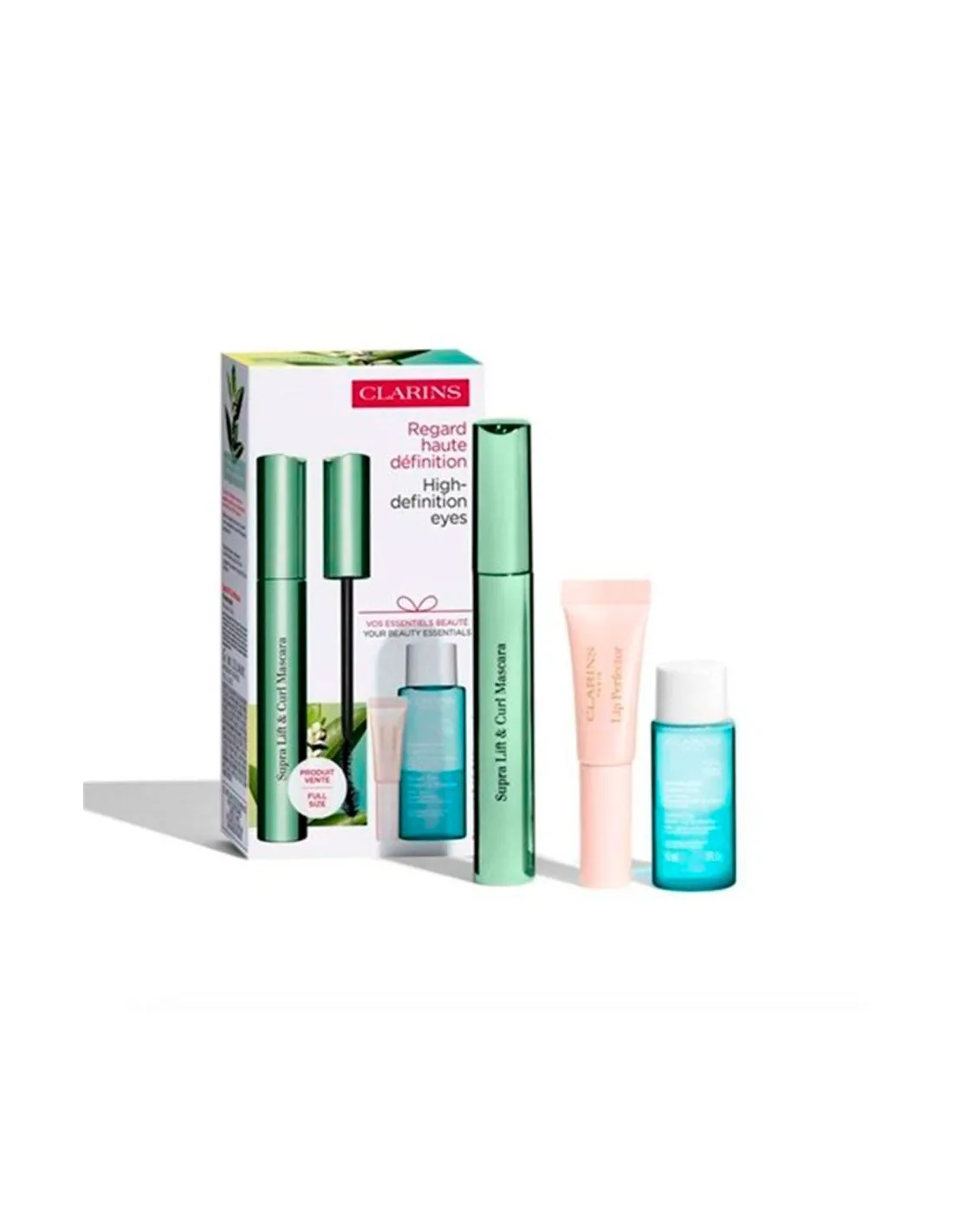 CLARINS SET SUPRA LIFT CURL MASCARA + EXPRESS EYE MAKE-UP REMOVER + LIP PERFECTOR