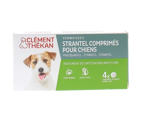 Strantel vermifuges comprimés pour chiens arôme porc Clément Thékan - boite de 4 comprimés sécables