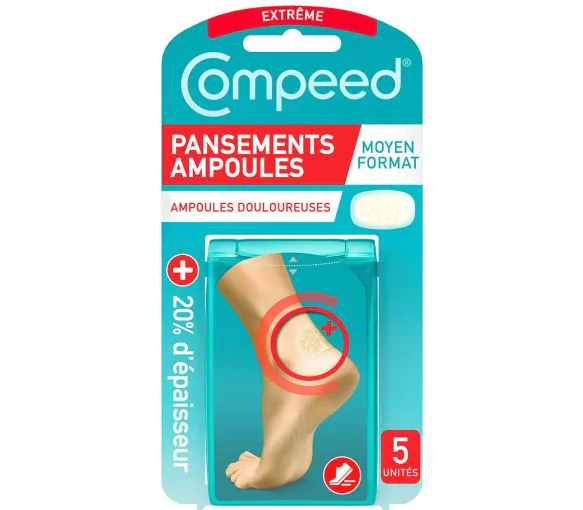 Compeed format moyen pansement talon protection renforcée - boîte de 5 pansements