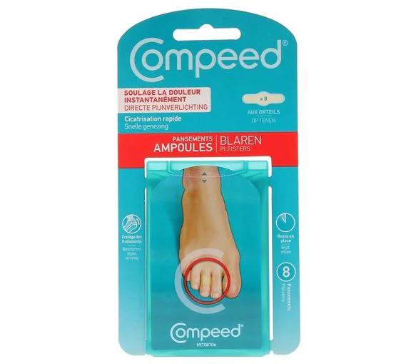 Pansements ampoules aux orteils Compeed - boîte de 8 pansements