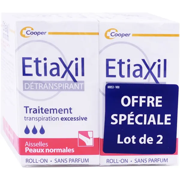 ETIAXIL DETRANSPIRANT AISSELLES PEAUX NORMALES LOT DE 2X15ML
