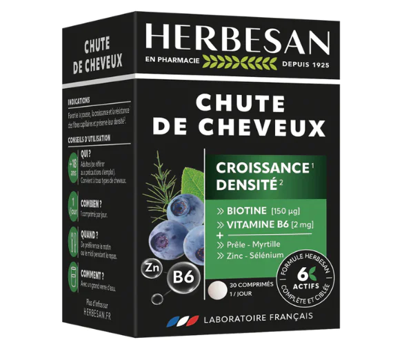 Chute de cheveux croissance densité Herbesan - boite de 30 comprimés