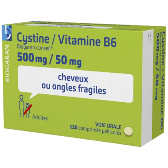 Cystine/Vitamine B6 Biogaran conseil 500mg/50mg 120 comprimés