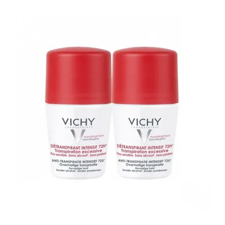 VICHY Déodorant Anti-Transpirant Détranspirant Intensif 72H Roll-on Lot de 2x50ml  Vichy