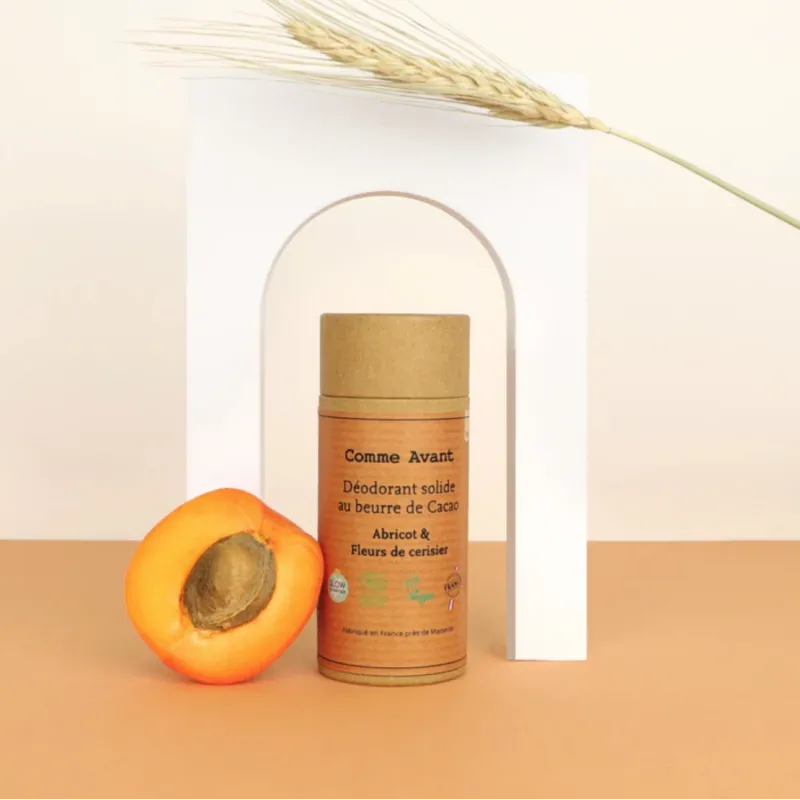 Déodorant Solide au Beurre de Cacao, Abricot & Fleurs de Cerisier Comme Avant