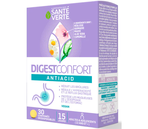 DigestConfort antiacid Santé Verte - boite de 30 comprimés