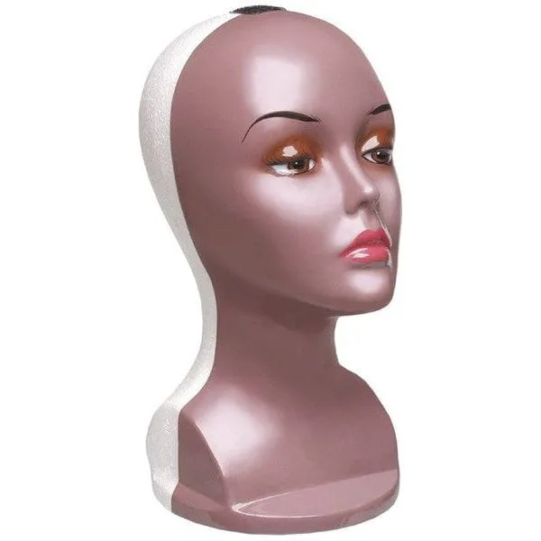 Mannequin, Half Face Brown/Decorative Head, Wig Head