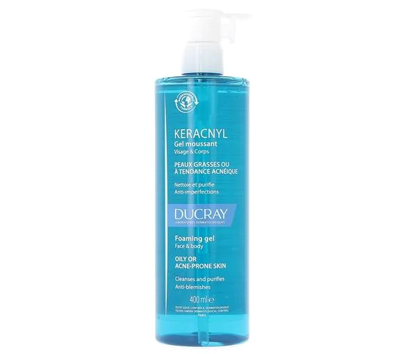 Keracnyl gel moussant visage et corps Ducray - flacon pompe de 400 ml