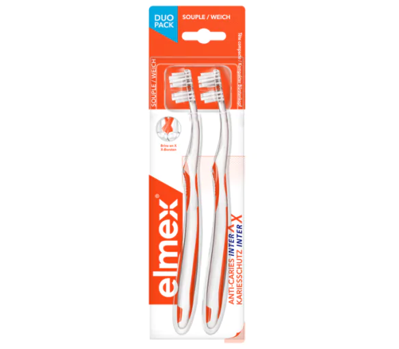 Brosse à dents InterX souple Elmex - 2 brosses à dents