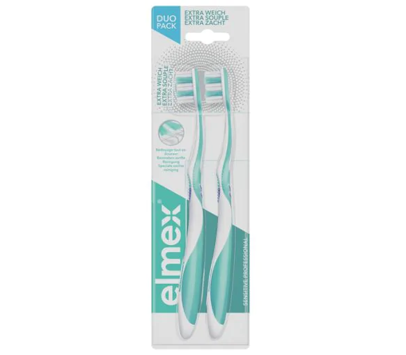 Brosse à dents sensitive professional extra souple Elmex - lot de 2 brosses à dents