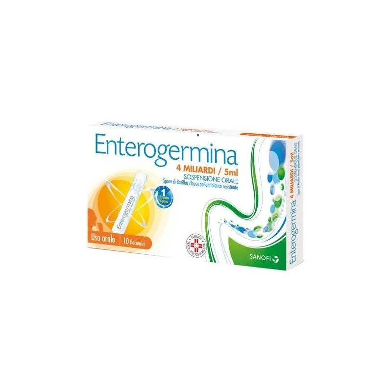 Enterogermina 4 Milliards de Ferments Lactiques Bacillus Clausii 5ml 10 Flacons