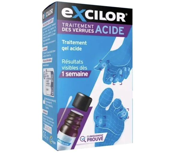 Traitement des verrues gel acide mains et pieds Excilor - flacon de 4ml