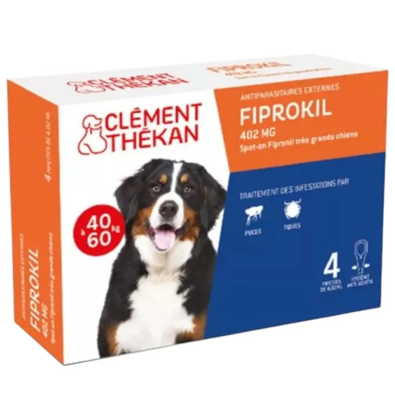 Clément Thékan Fiprokil 402 mg Très Grands Chiens 4 Pipettes