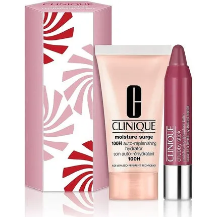 Clinique Merry Moisture Surge 100H and Chubby Stick Moisturizing Lip Color Balm Super Strawberry Set 30ml and 1.2g