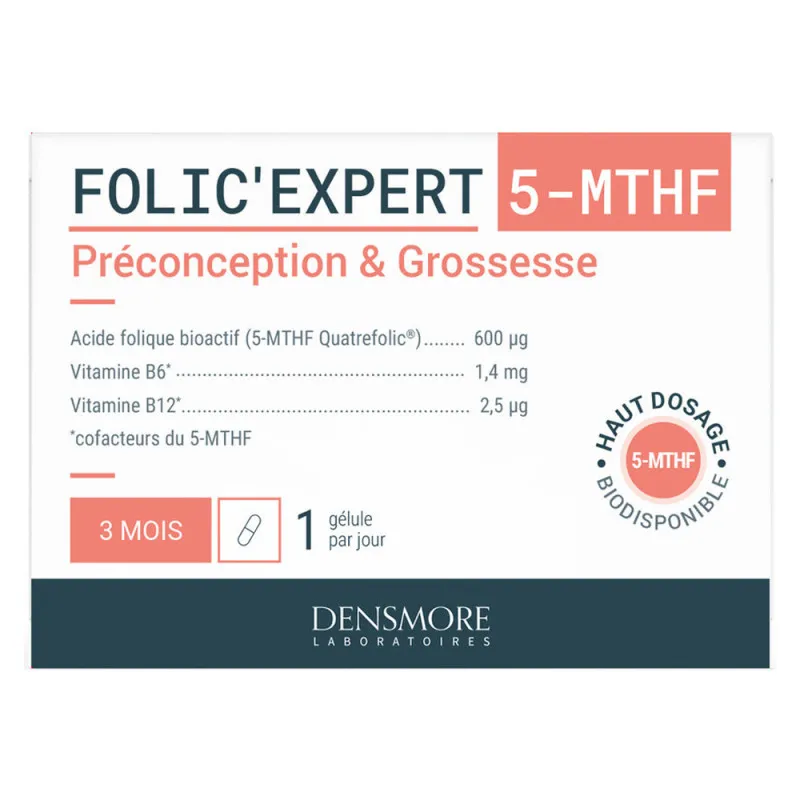 Labokapharma - Densmore Folic'Expert 5-MTHF Préconception & grossesse 90 comprimés