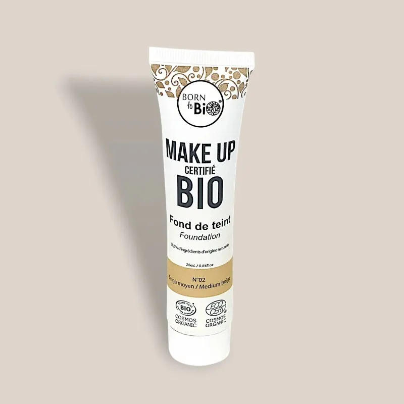 Fond de Teint Beige Moyen 25ml – Born to Bio | Teint Uniforme & Fini Naturel