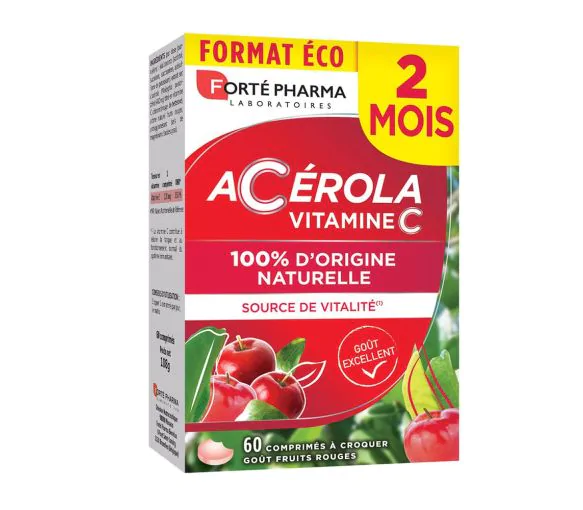 Acérola goût fruits rouges Forté pharma énergie - boite de 60 comprimés à croquer