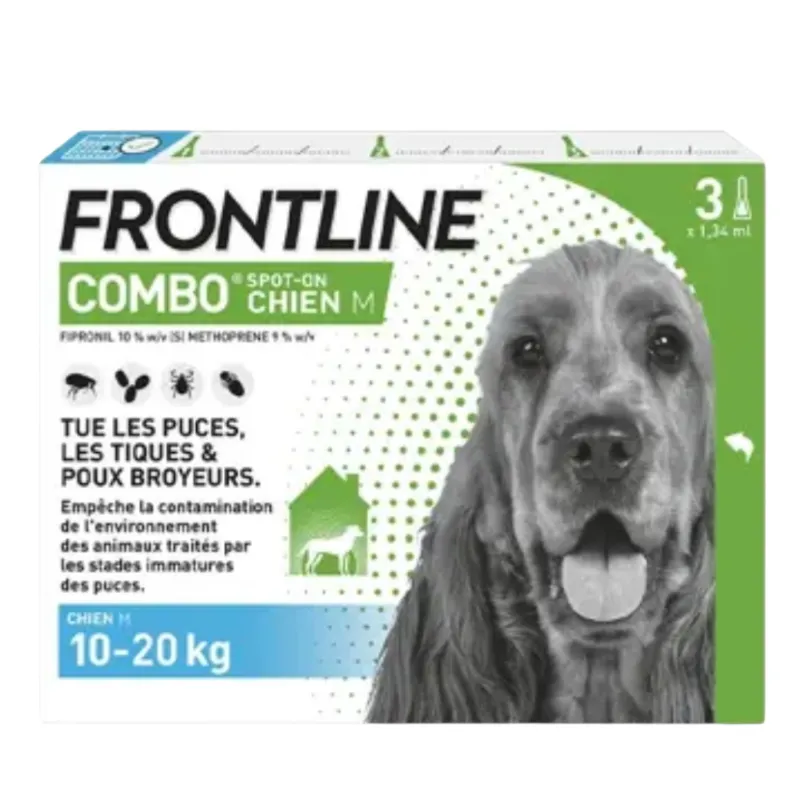 Frontline combo spot-on chien M de 10 à 20kg 3 pipettes