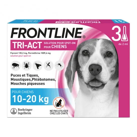 Frontline tri-act chiens de 10 à 20kg 3 pipettes