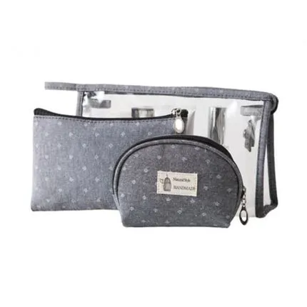 Ecarla Gray Cosmetic Bag Set