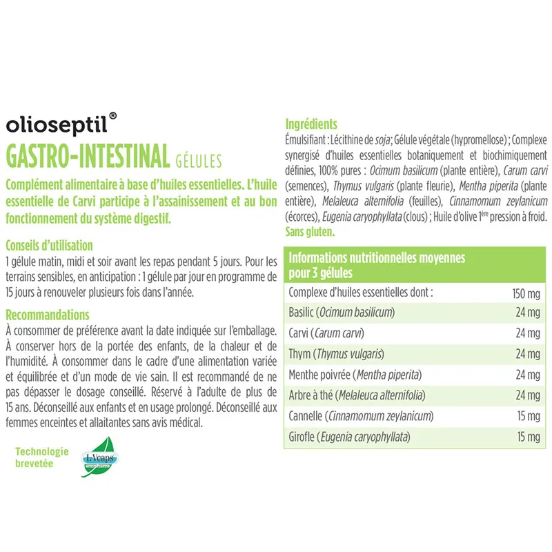 Achat Gélules Gastro-intestinal de Olioseptil au meilleur prix