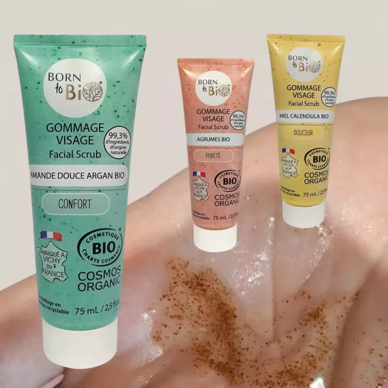 Gommage Visage 75ml – Born to Bio | Exfoliation Douce & Éclat Naturel
