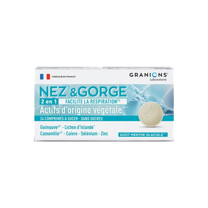 Labokapharma - Granions 24 comprimés à sucer menthe glaciale pour nez et gorge