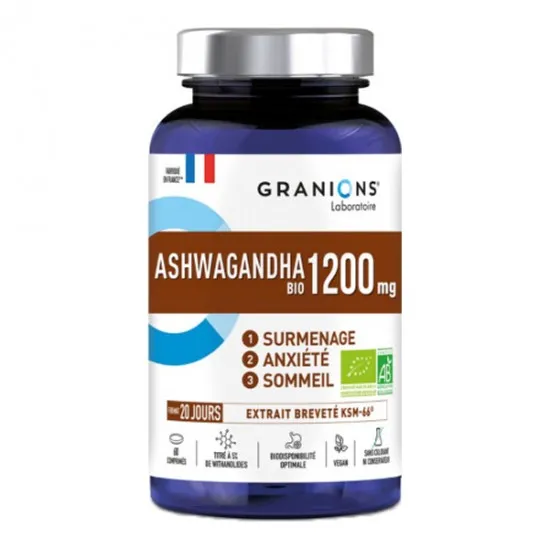 Granions Ashwagandha bio 1200 mg - 60 comprimés - MyHappyPara