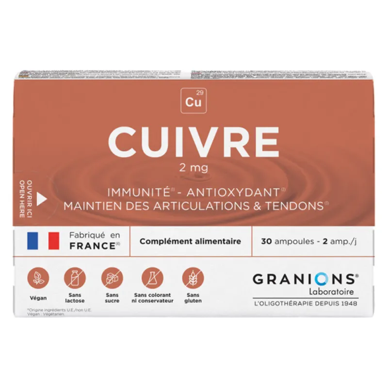 Labokapharma - Granions Cuivre 2 mg 30 ampoules