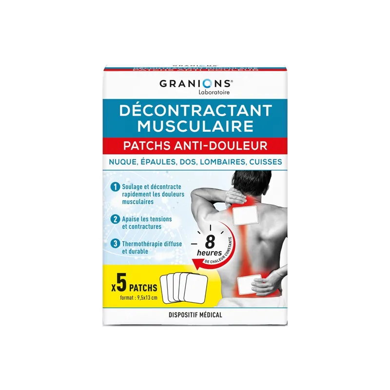 Labokapharma - Granions Décontractant musculaire 5 patchs anti-douleur
