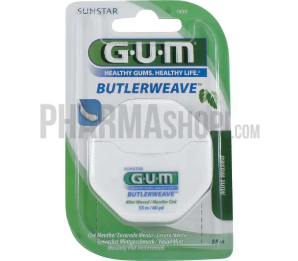 Fil dentaire ciré menthe Butlerweave Gum - 55 mètres