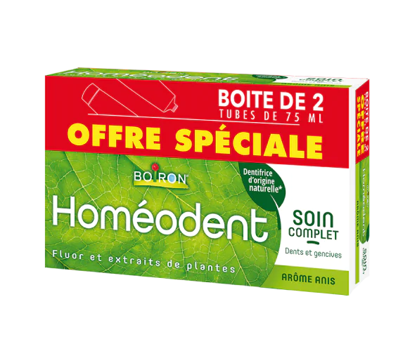 Dentifrice Homéodent soin complet dents et gencives goût anis Boiron - 2 tubes de 75 ml