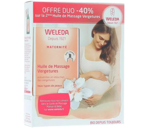 Huile de massage vergetures Weleda - Lot de 2 flacons de 100 ml
