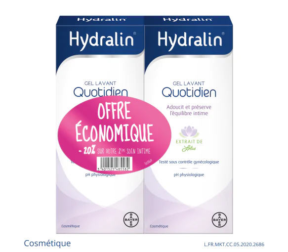 Hydralin quotidien gel lavant - lot de 2 flacons de 200 ml