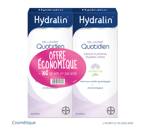 Hydralin quotidien protection quotidienne soin d'hygiène intime - lot de 2 flacons de 400 ml