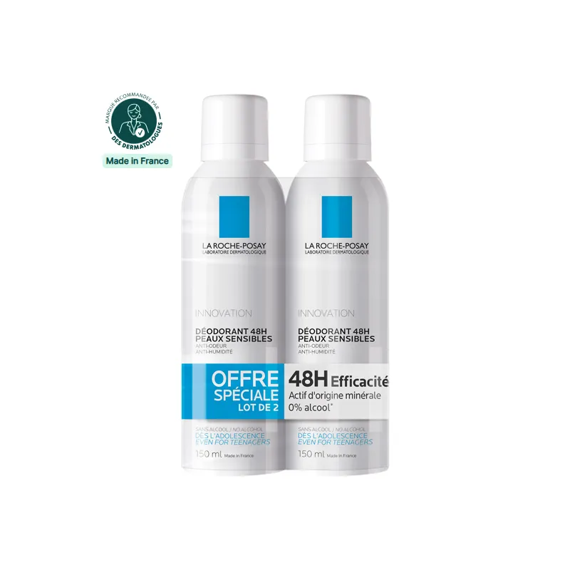 La roche-posay déodorant spray 48h peaux sensibles 2x150ml