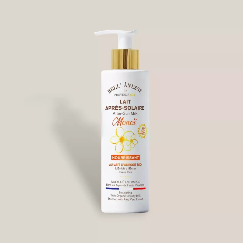 Lait Après-Solaire Monoï 250ml – Bell’Ânesse | Apaisant & Hydratant Post-Exposition