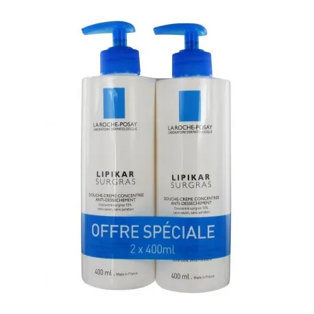 Lipikar Surgras douche crème concentrée anti-dessèchement 2 x 400 ml La Roche Posay