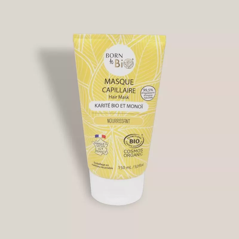 Masque Capillaire Monoï Karité 150ml – Born to Bio | Réparateur Nourrissant au Parfum Exotique