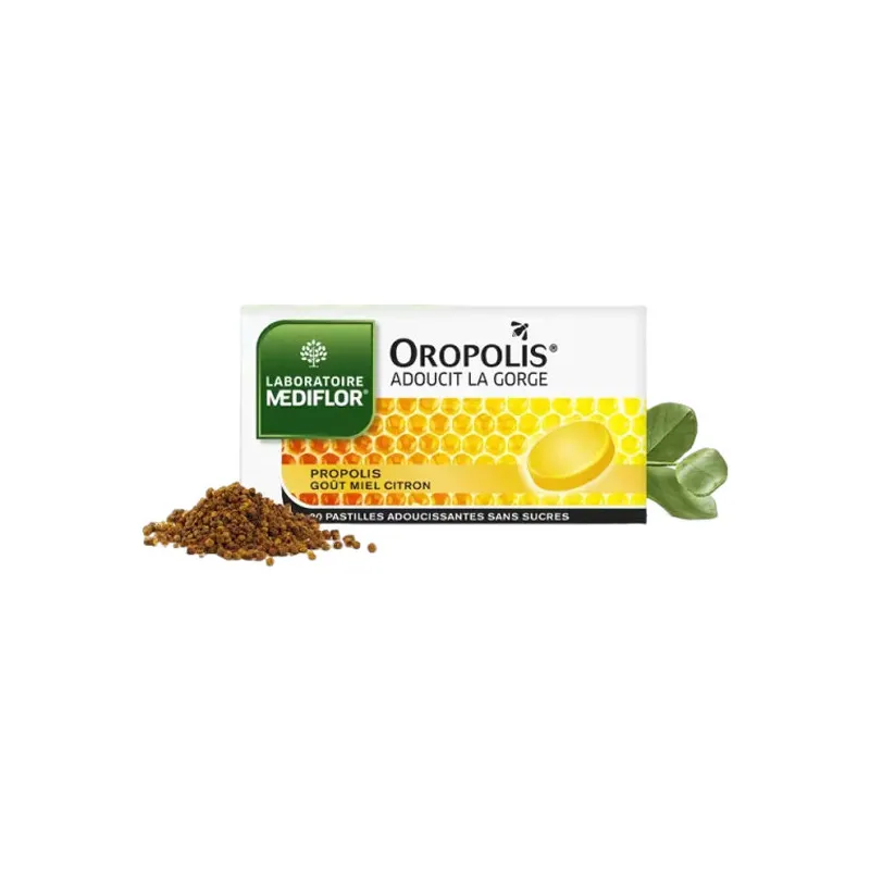 Labokapharma - Mediflor Oropolis Propolis miel citron 20 pastilles sans sucres