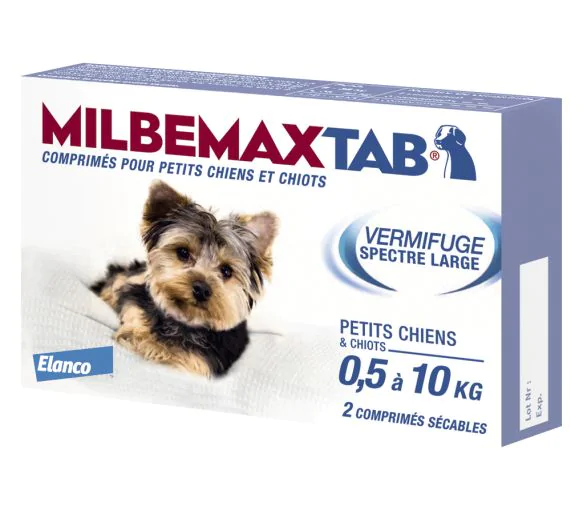 Milbemaxtab comprimé pour petits chiens et chiots - boite de 2 comprimés