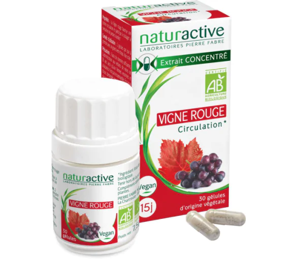 Vigne rouge bio Naturactive - boite de 30 gélules