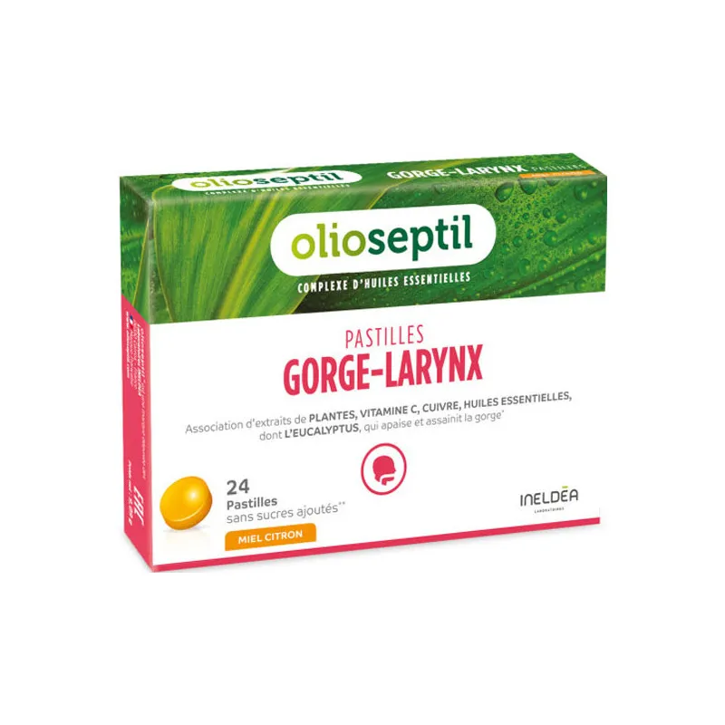 Labokapharma - Olioseptil Gorge-Larynx goût miel citron 24 pastilles sans sucres