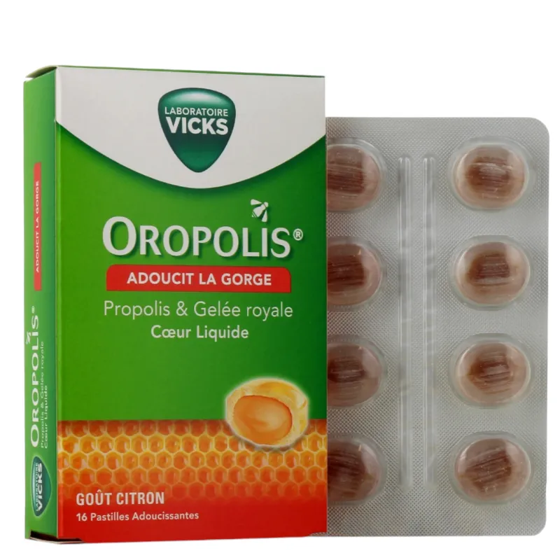 Oropolis Vicks Propolis et Gelée Royale Gout citron 16 pastilles