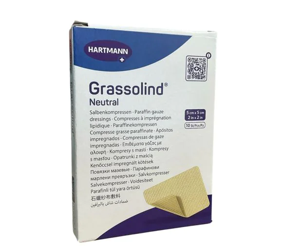 Grassolind neutral pansements tulles vaselinés Hartmann - boite de 10 pièces de 5cmX5cm