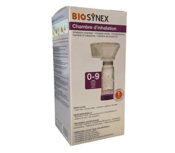 Chambre d'inhalation 0 à 9 mois Biosynex - boîte d'une chambre avec masque